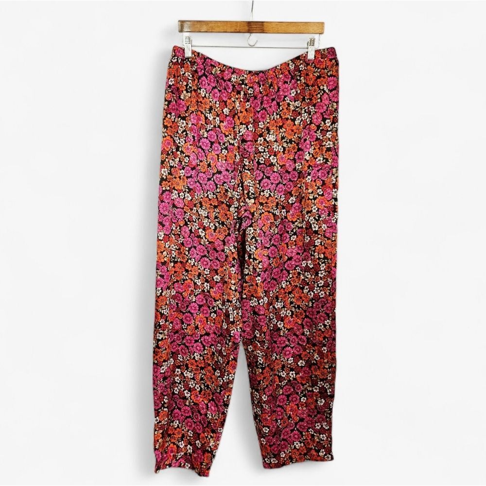 Floral Relaxed Pajama Pants - Pink & Orange